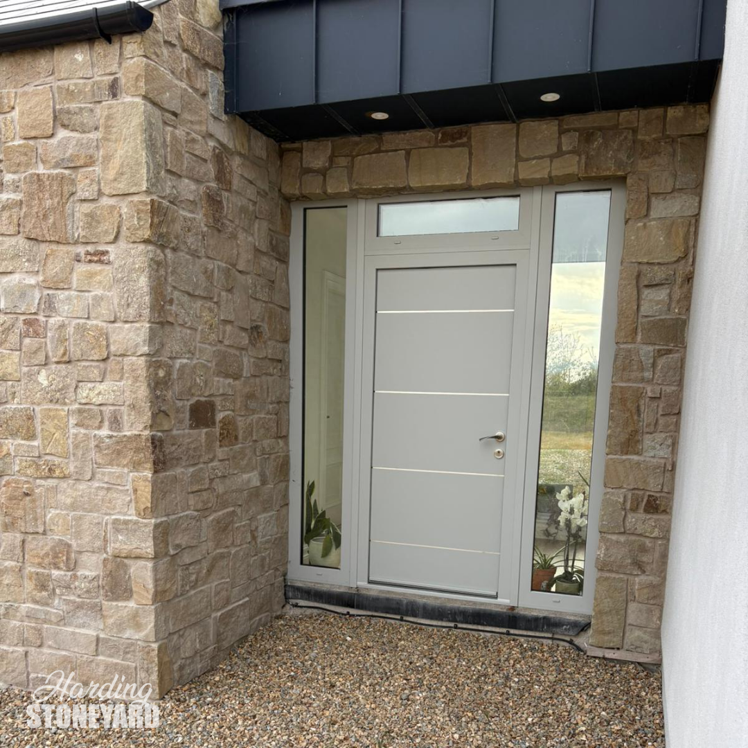 Cream Sandstone Cladding Front Door