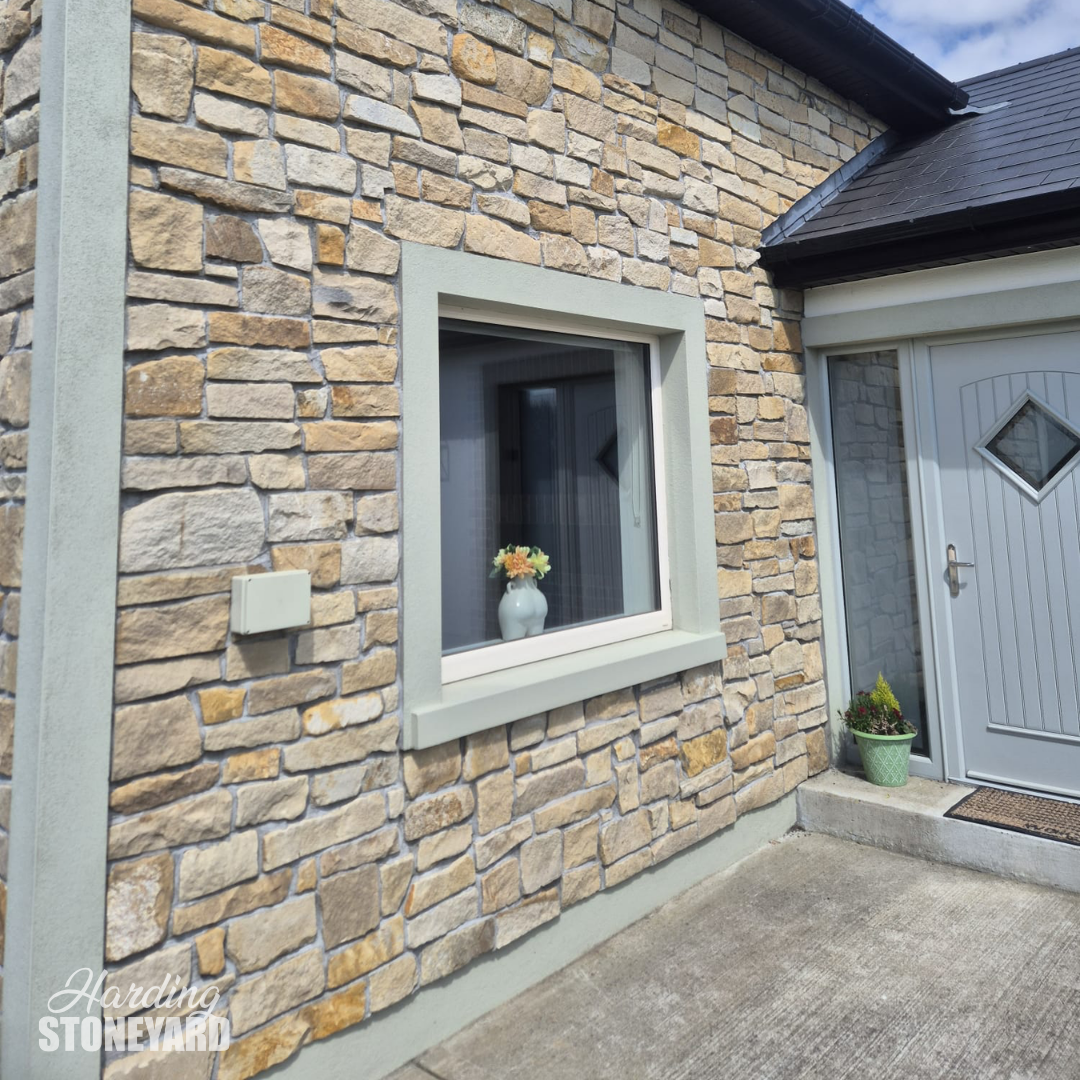 Donegal Sandstone Thin Stone Side Wall Close up