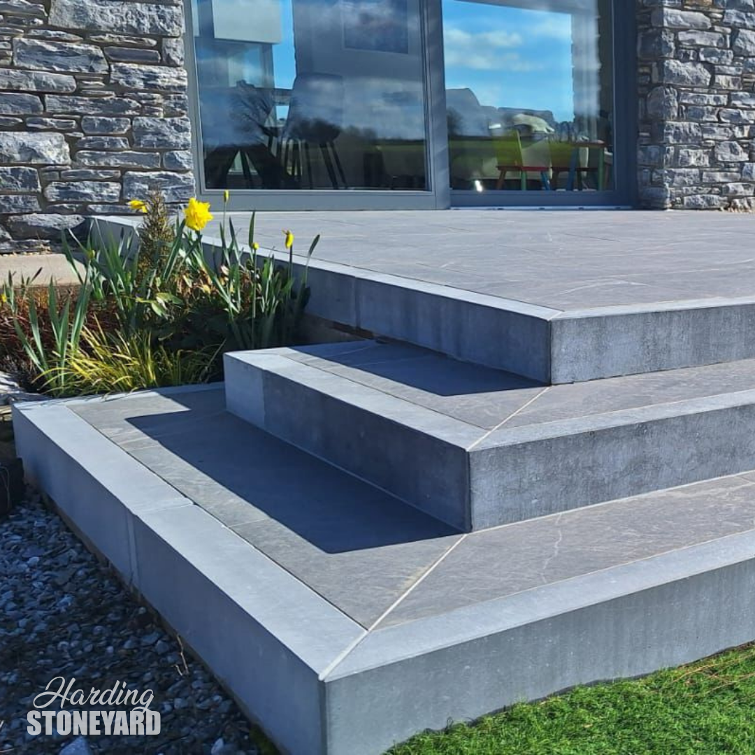 Sanded Kilkenny Limestone Kerbs Step Border
