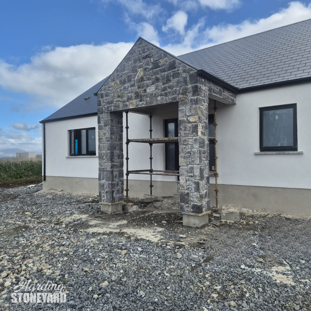 White Limestone Cladding Entrance Construction