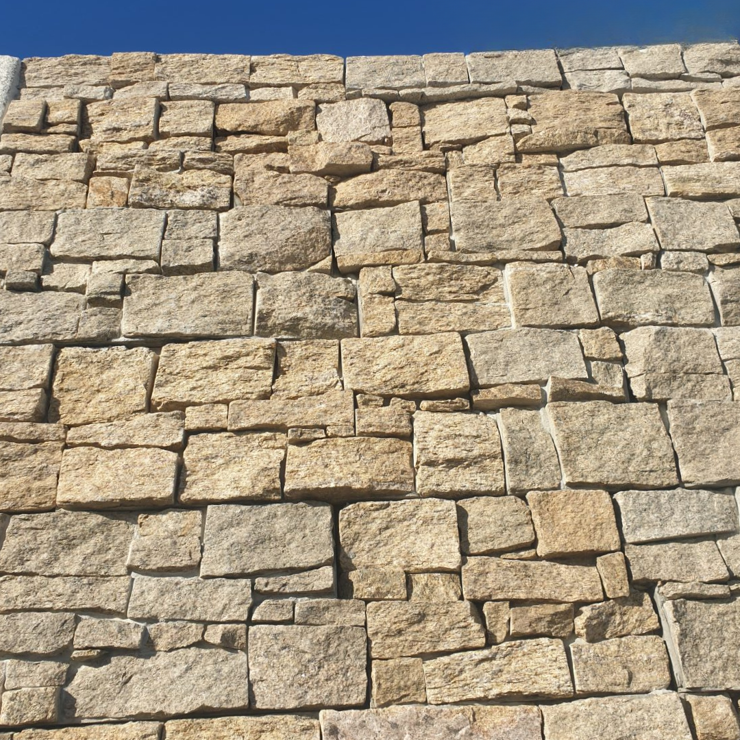 Yellow Granite Z-stone Cladding Display Wall