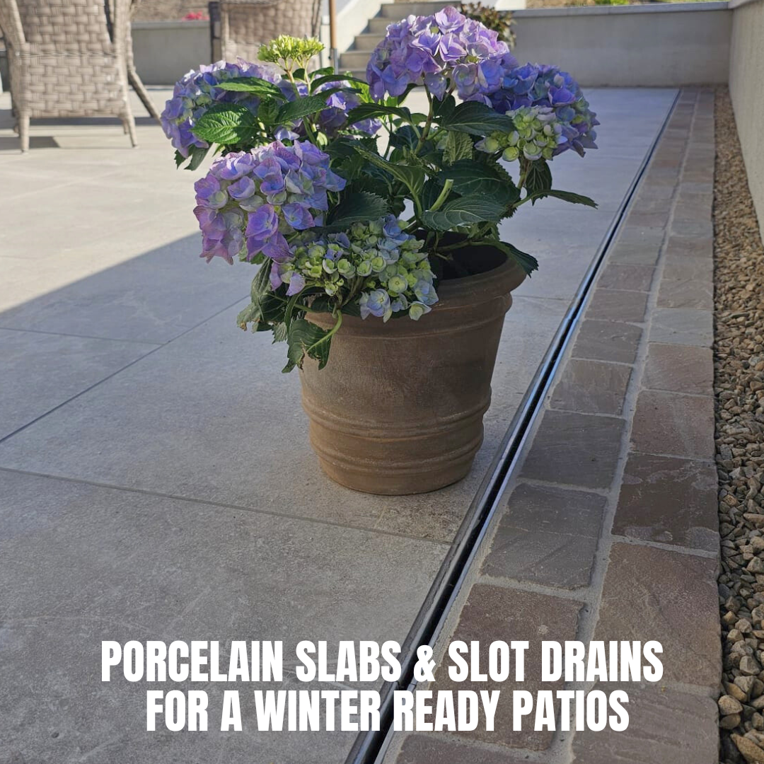Porcelain slabs for a winter ready patio